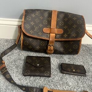 Authentic Louis Vuitton mono Marne bag- vintage purse. wallet , & key holder